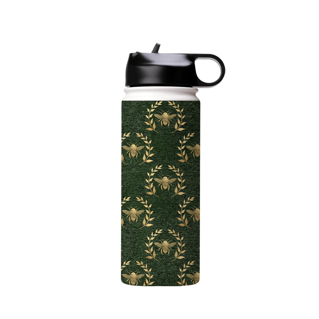Water Bottles-Golden Bees Green Insulated Stainless Steel Water Bottle-18oz (530ml)-Flip cap-Insulated Steel Water Bottle Our insulated stainless steel bottle comes in 3 sizes- Small 12oz (350ml), Medium 18oz (530ml) and Large 32oz (945ml) . It comes with a leak proof cap Keeps water cool for 24 hours Also keeps things warm for up to 12 hours Choice of 3 lids ( Sport Cap, Handle Cap, Flip Cap ) for easy carrying Dishwasher Friendly Lightweight, durable and easy to carry Reusable, so it's safe fo