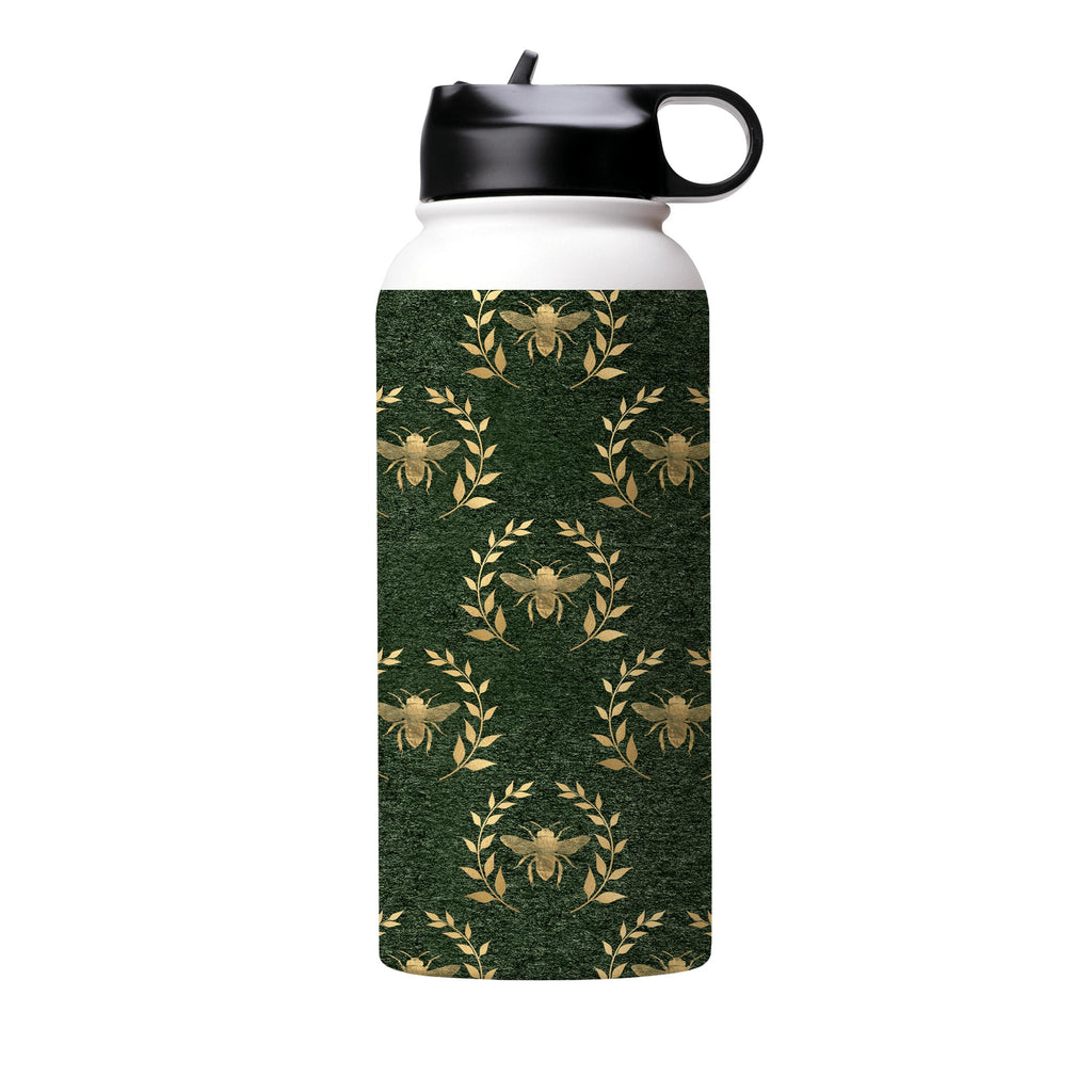 Water Bottles-Golden Bees Green Insulated Stainless Steel Water Bottle-32oz (945ml)-Flip cap-Insulated Steel Water Bottle Our insulated stainless steel bottle comes in 3 sizes- Small 12oz (350ml), Medium 18oz (530ml) and Large 32oz (945ml) . It comes with a leak proof cap Keeps water cool for 24 hours Also keeps things warm for up to 12 hours Choice of 3 lids ( Sport Cap, Handle Cap, Flip Cap ) for easy carrying Dishwasher Friendly Lightweight, durable and easy to carry Reusable, so it's safe fo