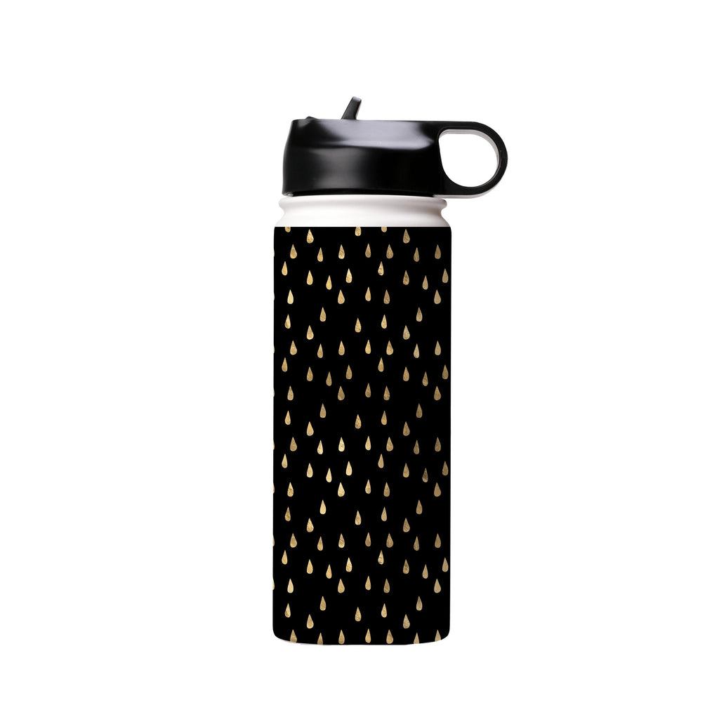 Water Bottles-Golden Drops Black Insulated Stainless Steel Water Bottle-18oz (530ml)-Flip cap-Insulated Steel Water Bottle Our insulated stainless steel bottle comes in 3 sizes- Small 12oz (350ml), Medium 18oz (530ml) and Large 32oz (945ml) . It comes with a leak proof cap Keeps water cool for 24 hours Also keeps things warm for up to 12 hours Choice of 3 lids ( Sport Cap, Handle Cap, Flip Cap ) for easy carrying Dishwasher Friendly Lightweight, durable and easy to carry Reusable, so it's safe f