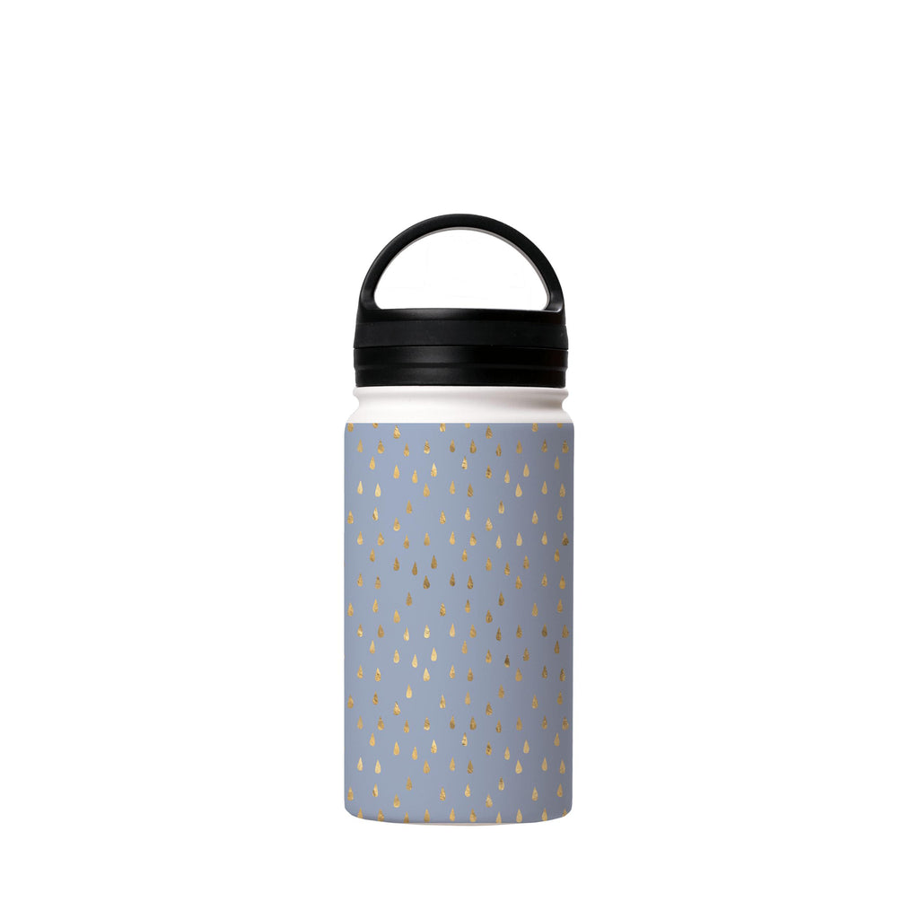 Water Bottles-Golden Drops Blue Insulated Stainless Steel Water Bottle-12oz (350ml)-handle cap-Insulated Steel Water Bottle Our insulated stainless steel bottle comes in 3 sizes- Small 12oz (350ml), Medium 18oz (530ml) and Large 32oz (945ml) . It comes with a leak proof cap Keeps water cool for 24 hours Also keeps things warm for up to 12 hours Choice of 3 lids ( Sport Cap, Handle Cap, Flip Cap ) for easy carrying Dishwasher Friendly Lightweight, durable and easy to carry Reusable, so it's safe 
