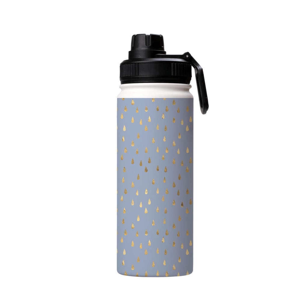 Water Bottles-Golden Drops Blue Insulated Stainless Steel Water Bottle-18oz (530ml)-Sport cap-Insulated Steel Water Bottle Our insulated stainless steel bottle comes in 3 sizes- Small 12oz (350ml), Medium 18oz (530ml) and Large 32oz (945ml) . It comes with a leak proof cap Keeps water cool for 24 hours Also keeps things warm for up to 12 hours Choice of 3 lids ( Sport Cap, Handle Cap, Flip Cap ) for easy carrying Dishwasher Friendly Lightweight, durable and easy to carry Reusable, so it's safe f