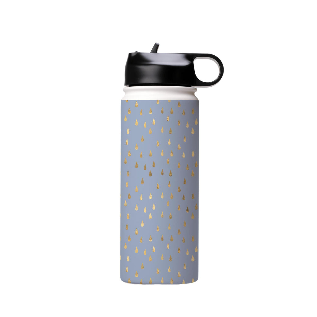 Water Bottles-Golden Drops Blue Insulated Stainless Steel Water Bottle-18oz (530ml)-Flip cap-Insulated Steel Water Bottle Our insulated stainless steel bottle comes in 3 sizes- Small 12oz (350ml), Medium 18oz (530ml) and Large 32oz (945ml) . It comes with a leak proof cap Keeps water cool for 24 hours Also keeps things warm for up to 12 hours Choice of 3 lids ( Sport Cap, Handle Cap, Flip Cap ) for easy carrying Dishwasher Friendly Lightweight, durable and easy to carry Reusable, so it's safe fo