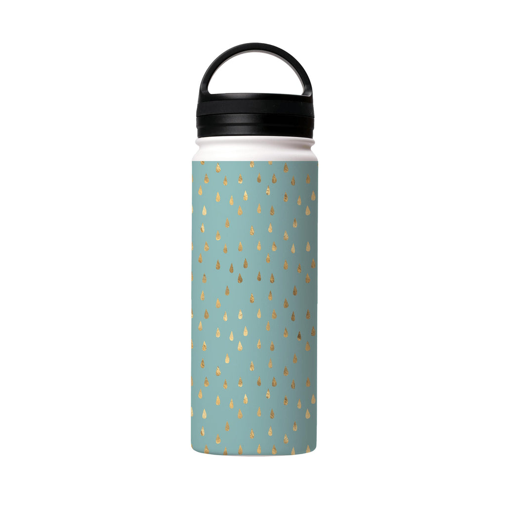 Water Bottles-Golden Drops Green Insulated Stainless Steel Water Bottle-18oz (530ml)-handle cap-Insulated Steel Water Bottle Our insulated stainless steel bottle comes in 3 sizes- Small 12oz (350ml), Medium 18oz (530ml) and Large 32oz (945ml) . It comes with a leak proof cap Keeps water cool for 24 hours Also keeps things warm for up to 12 hours Choice of 3 lids ( Sport Cap, Handle Cap, Flip Cap ) for easy carrying Dishwasher Friendly Lightweight, durable and easy to carry Reusable, so it's safe