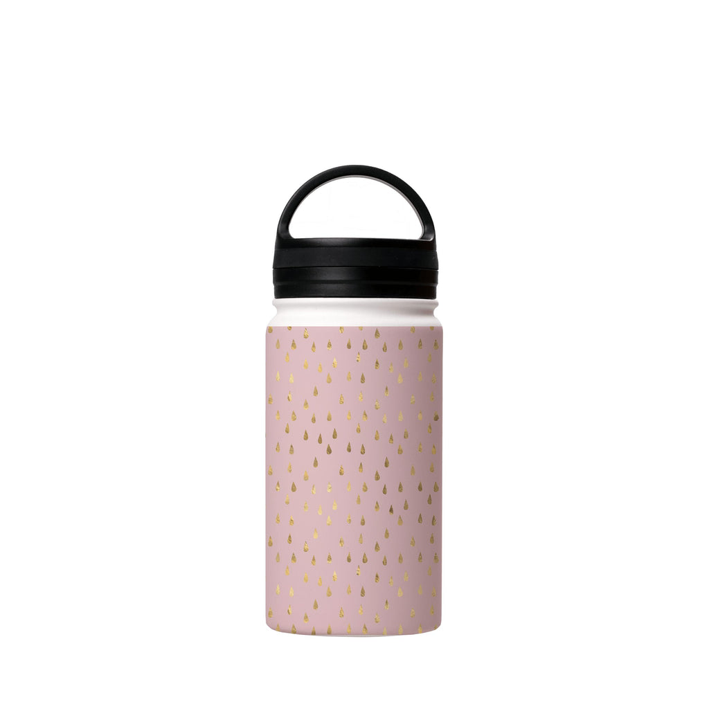 Water Bottles-Golden Drops Pink Insulated Stainless Steel Water Bottle-12oz (350ml)-handle cap-Insulated Steel Water Bottle Our insulated stainless steel bottle comes in 3 sizes- Small 12oz (350ml), Medium 18oz (530ml) and Large 32oz (945ml) . It comes with a leak proof cap Keeps water cool for 24 hours Also keeps things warm for up to 12 hours Choice of 3 lids ( Sport Cap, Handle Cap, Flip Cap ) for easy carrying Dishwasher Friendly Lightweight, durable and easy to carry Reusable, so it's safe 