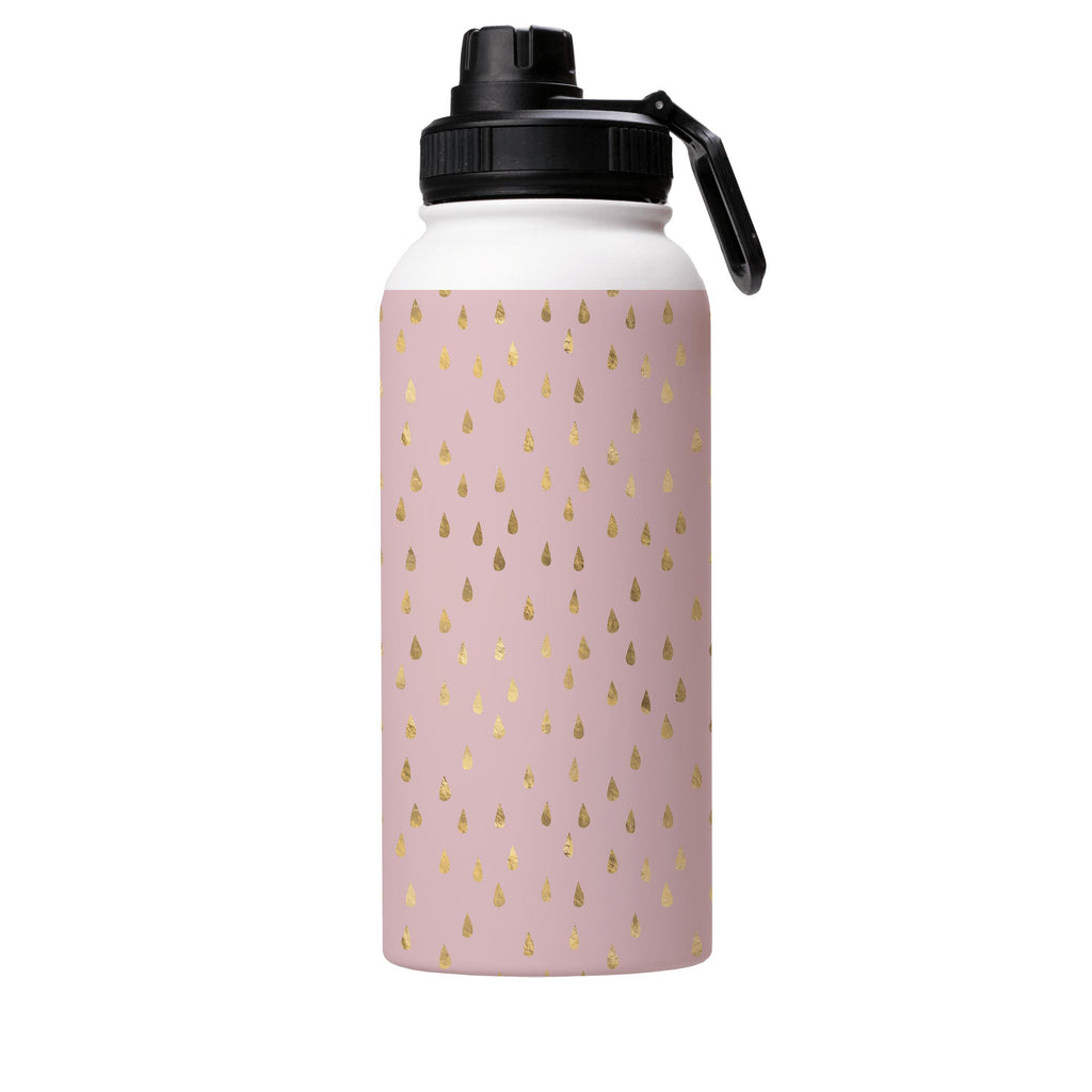 Water Bottles-Golden Drops Pink Insulated Stainless Steel Water Bottle-32oz (945ml)-Sport cap-Insulated Steel Water Bottle Our insulated stainless steel bottle comes in 3 sizes- Small 12oz (350ml), Medium 18oz (530ml) and Large 32oz (945ml) . It comes with a leak proof cap Keeps water cool for 24 hours Also keeps things warm for up to 12 hours Choice of 3 lids ( Sport Cap, Handle Cap, Flip Cap ) for easy carrying Dishwasher Friendly Lightweight, durable and easy to carry Reusable, so it's safe f