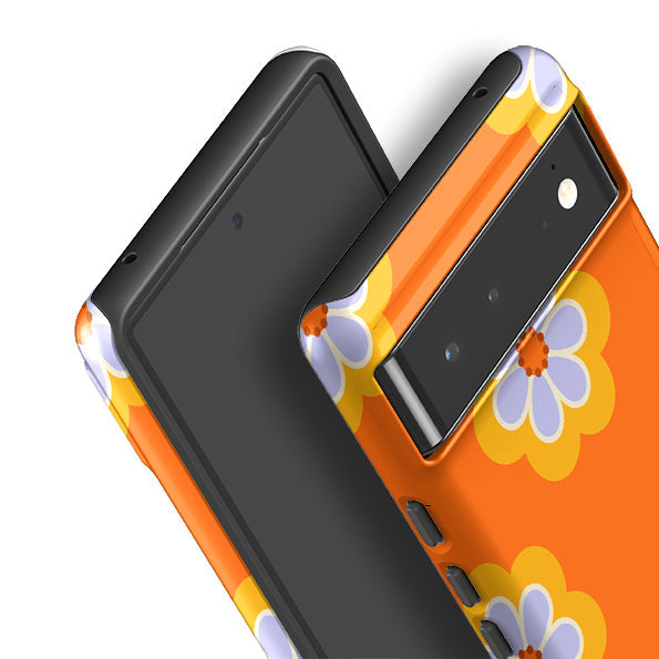 Google phone case-Amber Floral-Product Details Raised bevel to protect screen from scratches. Impact resistant polycarbonate shell and shock absorbing inner TPU liner. Secure fit with design wrapping around side of the case and full access to ports. Compatible with Qi-standard wireless charging. Thickness 1/8 inch (3mm), weight 30g. Compatibility See drop down menu for options, please select the right case as we print to order.-Stringberry
