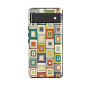 Google phone case-Atelier Blanket Squares Urbane By Sarah Campbell-Product Details Raised bevel to protect screen from scratches. Impact resistant polycarbonate shell and shock absorbing inner TPU liner. Secure fit with design wrapping around side of the case and full access to ports. Compatible with Qi-standard wireless charging. Thickness 1/8 inch (3mm), weight 30g. Compatibility See drop down menu for options, please select the right case as we print to order.-Stringberry