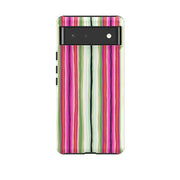 Google phone case-Atelier Stripe Windflower By Sarah Campbell-Product Details Raised bevel to protect screen from scratches. Impact resistant polycarbonate shell and shock absorbing inner TPU liner. Secure fit with design wrapping around side of the case and full access to ports. Compatible with Qi-standard wireless charging. Thickness 1/8 inch (3mm), weight 30g. Compatibility See drop down menu for options, please select the right case as we print to order.-Stringberry