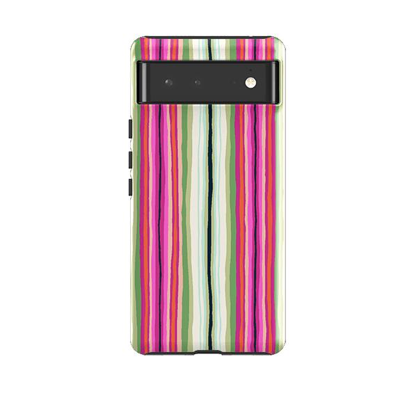 Google phone case-Atelier Stripe Windflower By Sarah Campbell-Product Details Raised bevel to protect screen from scratches. Impact resistant polycarbonate shell and shock absorbing inner TPU liner. Secure fit with design wrapping around side of the case and full access to ports. Compatible with Qi-standard wireless charging. Thickness 1/8 inch (3mm), weight 30g. Compatibility See drop down menu for options, please select the right case as we print to order.-Stringberry