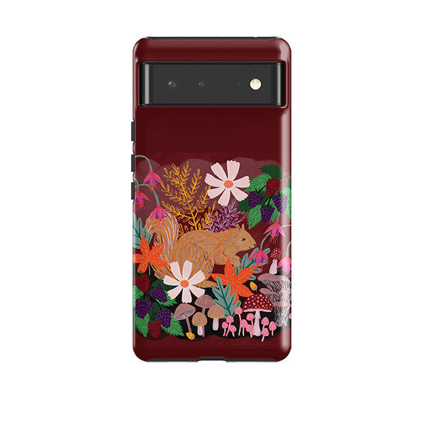 Google phone case-Autumn Squirrel By Lee Foster Wilson-Product Details Raised bevel to protect screen from scratches. Impact resistant polycarbonate shell and shock absorbing inner TPU liner. Secure fit with design wrapping around side of the case and full access to ports. Compatible with Qi-standard wireless charging. Thickness 1/8 inch (3mm), weight 30g. Compatibility See drop down menu for options, please select the right case as we print to order.-Stringberry