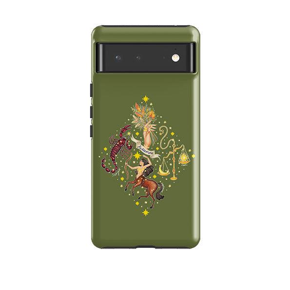 Google phone case-Autumn Zodiac By Catherine Rowe-Product Details Raised bevel to protect screen from scratches. Impact resistant polycarbonate shell and shock absorbing inner TPU liner. Secure fit with design wrapping around side of the case and full access to ports. Compatible with Qi-standard wireless charging. Thickness 1/8 inch (3mm), weight 30g. Compatibility See drop down menu for options, please select the right case as we print to order.-Stringberry