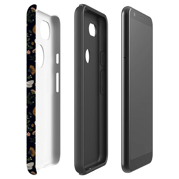 Google phone case-Bees By Jade Mosinski-Product Details Raised bevel to protect screen from scratches. Impact resistant polycarbonate shell and shock absorbing inner TPU liner. Secure fit with design wrapping around side of the case and full access to ports. Compatible with Qi-standard wireless charging. Thickness 1/8 inch (3mm), weight 30g. Compatibility See drop down menu for options, please select the right case as we print to order.-Stringberry