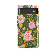 Google phone case-Big Bold Blooms Green By Jenny Zemanek-Product Details Raised bevel to protect screen from scratches. Impact resistant polycarbonate shell and shock absorbing inner TPU liner. Secure fit with design wrapping around side of the case and full access to ports. Compatible with Qi-standard wireless charging. Thickness 1/8 inch (3mm), weight 30g. Compatibility See drop down menu for options, please select the right case as we print to order.-Stringberry