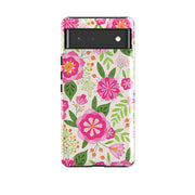 Google phone case-Big Bold Blooms Ivory By Jenny Zemanek-Product Details Raised bevel to protect screen from scratches. Impact resistant polycarbonate shell and shock absorbing inner TPU liner. Secure fit with design wrapping around side of the case and full access to ports. Compatible with Qi-standard wireless charging. Thickness 1/8 inch (3mm), weight 30g. Compatibility See drop down menu for options, please select the right case as we print to order.-Stringberry