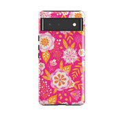 Google phone case-Big Bold Blooms Pink By Jenny Zemanek-Product Details Raised bevel to protect screen from scratches. Impact resistant polycarbonate shell and shock absorbing inner TPU liner. Secure fit with design wrapping around side of the case and full access to ports. Compatible with Qi-standard wireless charging. Thickness 1/8 inch (3mm), weight 30g. Compatibility See drop down menu for options, please select the right case as we print to order.-Stringberry