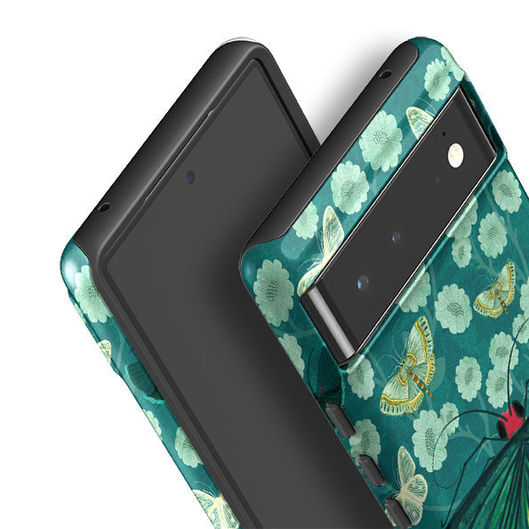 Google phone case-Big Moth 2 By Katherine Quinn-Product Details Raised bevel to protect screen from scratches. Impact resistant polycarbonate shell and shock absorbing inner TPU liner. Secure fit with design wrapping around side of the case and full access to ports. Compatible with Qi-standard wireless charging. Thickness 1/8 inch (3mm), weight 30g. Compatibility See drop down menu for options, please select the right case as we print to order.-Stringberry