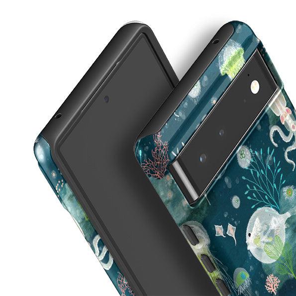 Google phone case-Bioluminescence By Katherine Quinn-Product Details Raised bevel to protect screen from scratches. Impact resistant polycarbonate shell and shock absorbing inner TPU liner. Secure fit with design wrapping around side of the case and full access to ports. Compatible with Qi-standard wireless charging. Thickness 1/8 inch (3mm), weight 30g. Compatibility See drop down menu for options, please select the right case as we print to order.-Stringberry