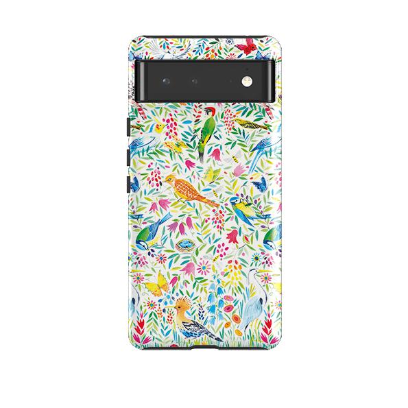 Google phone case-Bird Garden By Sarah Campbell-Product Details Raised bevel to protect screen from scratches. Impact resistant polycarbonate shell and shock absorbing inner TPU liner. Secure fit with design wrapping around side of the case and full access to ports. Compatible with Qi-standard wireless charging. Thickness 1/8 inch (3mm), weight 30g. Compatibility See drop down menu for options, please select the right case as we print to order.-Stringberry