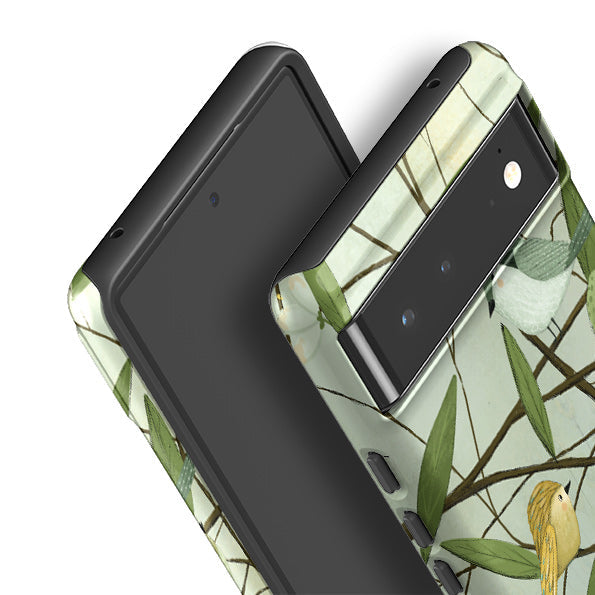 Google phone case-Birds By Maja Lindberg-Product Details Raised bevel to protect screen from scratches. Impact resistant polycarbonate shell and shock absorbing inner TPU liner. Secure fit with design wrapping around side of the case and full access to ports. Compatible with Qi-standard wireless charging. Thickness 1/8 inch (3mm), weight 30g. Compatibility See drop down menu for options, please select the right case as we print to order.-Stringberry