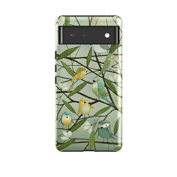 Google phone case-Birds By Maja Lindberg-Product Details Raised bevel to protect screen from scratches. Impact resistant polycarbonate shell and shock absorbing inner TPU liner. Secure fit with design wrapping around side of the case and full access to ports. Compatible with Qi-standard wireless charging. Thickness 1/8 inch (3mm), weight 30g. Compatibility See drop down menu for options, please select the right case as we print to order.-Stringberry