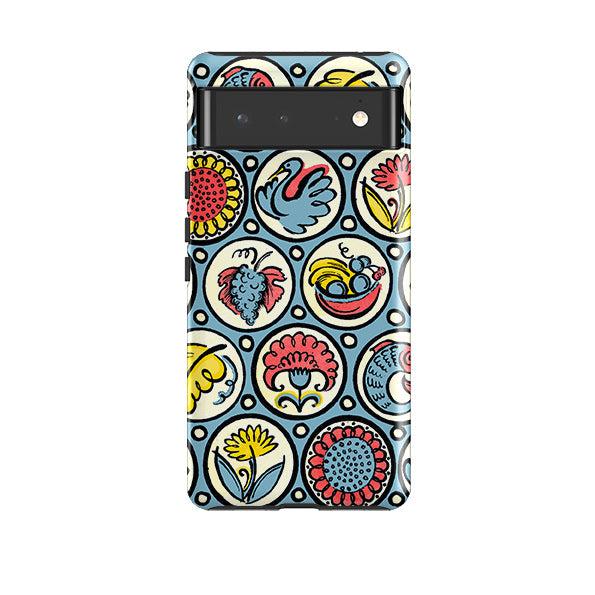 Google phone case-Birds, Fish And Fruit By Cressida Bell-Product Details Raised bevel to protect screen from scratches. Impact resistant polycarbonate shell and shock absorbing inner TPU liner. Secure fit with design wrapping around side of the case and full access to ports. Compatible with Qi-standard wireless charging. Thickness 1/8 inch (3mm), weight 30g. Compatibility See drop down menu for options, please select the right case as we print to order.-Stringberry