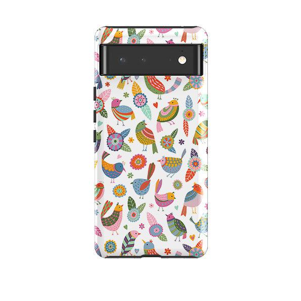 Google phone case-Birds Of A Feather By Suzy Taylor-Product Details Raised bevel to protect screen from scratches. Impact resistant polycarbonate shell and shock absorbing inner TPU liner. Secure fit with design wrapping around side of the case and full access to ports. Compatible with Qi-standard wireless charging. Thickness 1/8 inch (3mm), weight 30g. Compatibility See drop down menu for options, please select the right case as we print to order.-Stringberry