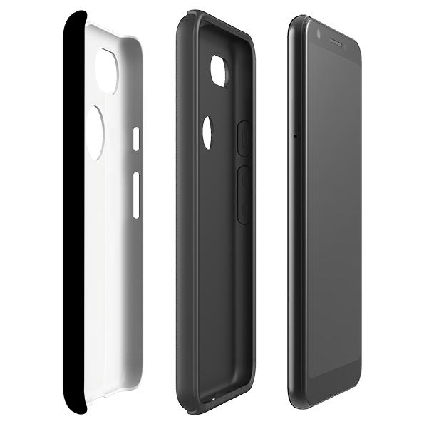Google phone case-Black-Product Details Raised bevel to protect screen from scratches. Impact resistant polycarbonate shell and shock absorbing inner TPU liner. Secure fit with design wrapping around side of the case and full access to ports. Compatible with Qi-standard wireless charging. Thickness 1/8 inch (3mm), weight 30g. Compatibility See drop down menu for options, please select the right case as we print to order.-Stringberry