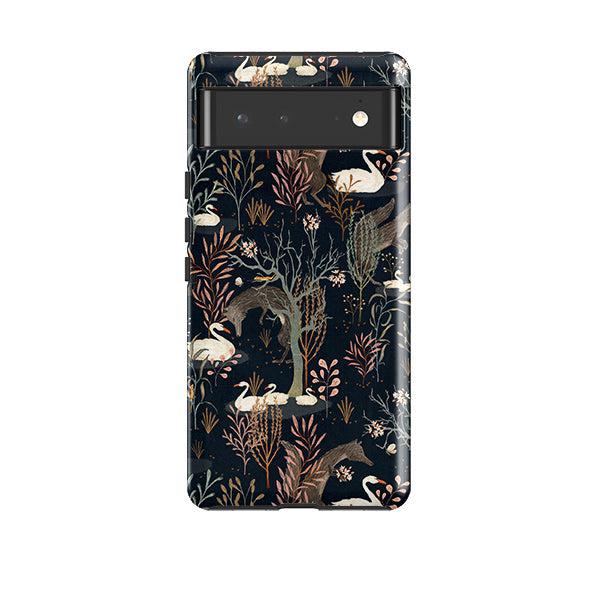 Google phone case-Black Forest By Katherine Quinn-Product Details Raised bevel to protect screen from scratches. Impact resistant polycarbonate shell and shock absorbing inner TPU liner. Secure fit with design wrapping around side of the case and full access to ports. Compatible with Qi-standard wireless charging. Thickness 1/8 inch (3mm), weight 30g. Compatibility See drop down menu for options, please select the right case as we print to order.-Stringberry