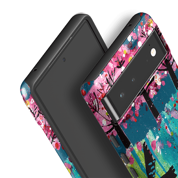 Google phone case-Blackbirds By Claire West-Product Details Raised bevel to protect screen from scratches. Impact resistant polycarbonate shell and shock absorbing inner TPU liner. Secure fit with design wrapping around side of the case and full access to ports. Compatible with Qi-standard wireless charging. Thickness 1/8 inch (3mm), weight 30g. Compatibility See drop down menu for options, please select the right case as we print to order.-Stringberry
