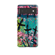 Google phone case-Blackbirds By Claire West-Product Details Raised bevel to protect screen from scratches. Impact resistant polycarbonate shell and shock absorbing inner TPU liner. Secure fit with design wrapping around side of the case and full access to ports. Compatible with Qi-standard wireless charging. Thickness 1/8 inch (3mm), weight 30g. Compatibility See drop down menu for options, please select the right case as we print to order.-Stringberry