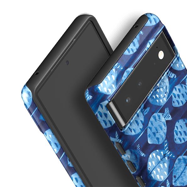 Google phone case-Bluefish By Sarah Campbell-Product Details Raised bevel to protect screen from scratches. Impact resistant polycarbonate shell and shock absorbing inner TPU liner. Secure fit with design wrapping around side of the case and full access to ports. Compatible with Qi-standard wireless charging. Thickness 1/8 inch (3mm), weight 30g. Compatibility See drop down menu for options, please select the right case as we print to order.-Stringberry
