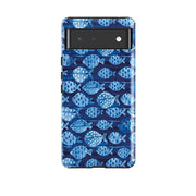 Google phone case-Bluefish By Sarah Campbell-Product Details Raised bevel to protect screen from scratches. Impact resistant polycarbonate shell and shock absorbing inner TPU liner. Secure fit with design wrapping around side of the case and full access to ports. Compatible with Qi-standard wireless charging. Thickness 1/8 inch (3mm), weight 30g. Compatibility See drop down menu for options, please select the right case as we print to order.-Stringberry