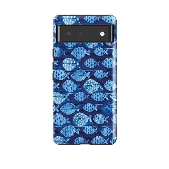 Google phone case-Bluefish By Sarah Campbell-Product Details Raised bevel to protect screen from scratches. Impact resistant polycarbonate shell and shock absorbing inner TPU liner. Secure fit with design wrapping around side of the case and full access to ports. Compatible with Qi-standard wireless charging. Thickness 1/8 inch (3mm), weight 30g. Compatibility See drop down menu for options, please select the right case as we print to order.-Stringberry