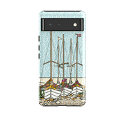 Google phone case-Boats At Rest By Amelia Bowman-Product Details Raised bevel to protect screen from scratches. Impact resistant polycarbonate shell and shock absorbing inner TPU liner. Secure fit with design wrapping around side of the case and full access to ports. Compatible with Qi-standard wireless charging. Thickness 1/8 inch (3mm), weight 30g. Compatibility See drop down menu for options, please select the right case as we print to order.-Stringberry