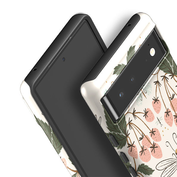 Google phone case-Bugs And Berries By Meghann Rader-Product Details Raised bevel to protect screen from scratches. Impact resistant polycarbonate shell and shock absorbing inner TPU liner. Secure fit with design wrapping around side of the case and full access to ports. Compatible with Qi-standard wireless charging. Thickness 1/8 inch (3mm), weight 30g. Compatibility See drop down menu for options, please select the right case as we print to order.-Stringberry
