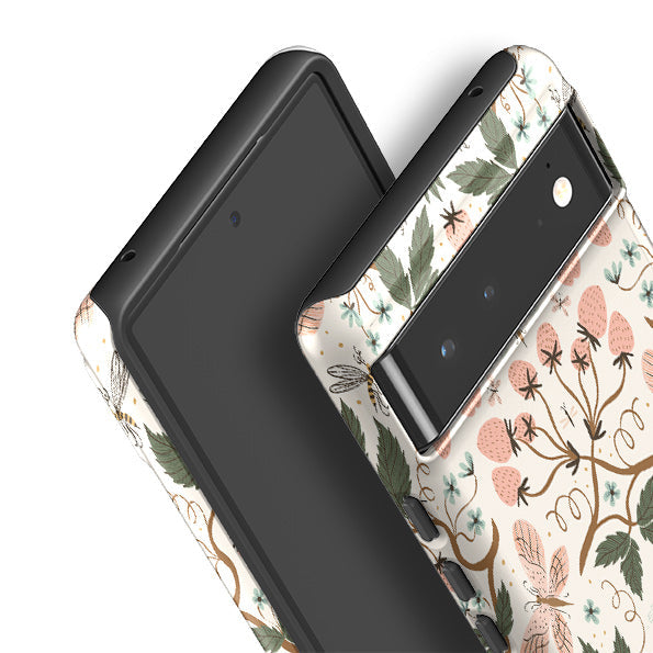 Google phone case-Bugs And Berries Pattern By Meghann Rader-Product Details Raised bevel to protect screen from scratches. Impact resistant polycarbonate shell and shock absorbing inner TPU liner. Secure fit with design wrapping around side of the case and full access to ports. Compatible with Qi-standard wireless charging. Thickness 1/8 inch (3mm), weight 30g. Compatibility See drop down menu for options, please select the right case as we print to order.-Stringberry