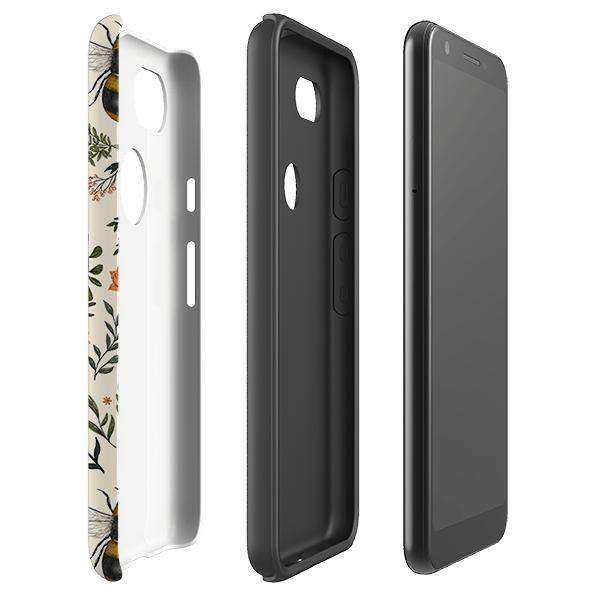 Google phone case-Bumble By Jade Mosinski-Product Details Raised bevel to protect screen from scratches. Impact resistant polycarbonate shell and shock absorbing inner TPU liner. Secure fit with design wrapping around side of the case and full access to ports. Compatible with Qi-standard wireless charging. Thickness 1/8 inch (3mm), weight 30g. Compatibility See drop down menu for options, please select the right case as we print to order.-Stringberry
