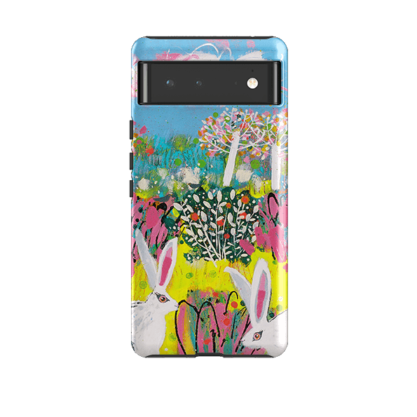 Google phone case-Bunnies By Claire West-Product Details Raised bevel to protect screen from scratches. Impact resistant polycarbonate shell and shock absorbing inner TPU liner. Secure fit with design wrapping around side of the case and full access to ports. Compatible with Qi-standard wireless charging. Thickness 1/8 inch (3mm), weight 30g. Compatibility See drop down menu for options, please select the right case as we print to order.-Stringberry