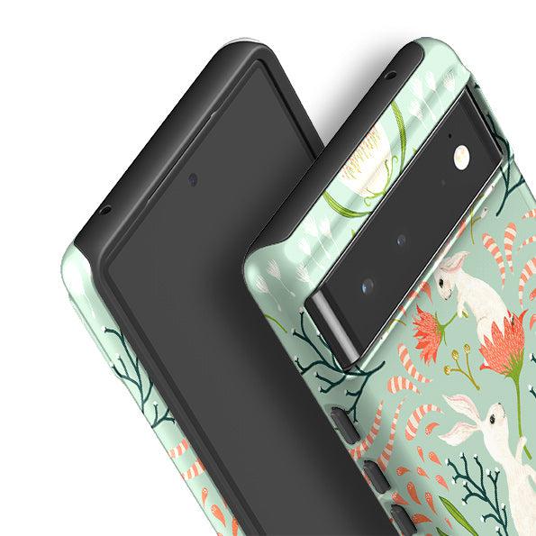Google phone case-Bunny By Katherine Quinn-Product Details Raised bevel to protect screen from scratches. Impact resistant polycarbonate shell and shock absorbing inner TPU liner. Secure fit with design wrapping around side of the case and full access to ports. Compatible with Qi-standard wireless charging. Thickness 1/8 inch (3mm), weight 30g. Compatibility See drop down menu for options, please select the right case as we print to order.-Stringberry