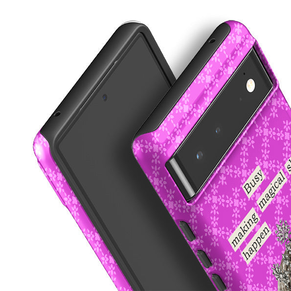 Google phone case-Busy Making Magical Sh-t By Clare Jordan-Product Details Raised bevel to protect screen from scratches. Impact resistant polycarbonate shell and shock absorbing inner TPU liner. Secure fit with design wrapping around side of the case and full access to ports. Compatible with Qi-standard wireless charging. Thickness 1/8 inch (3mm), weight 30g. Compatibility See drop down menu for options, please select the right case as we print to order.-Stringberry