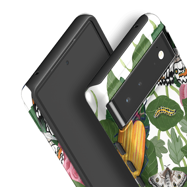 Google phone case-Butterflies And Beatles By Bex Parkin-Product Details Raised bevel to protect screen from scratches. Impact resistant polycarbonate shell and shock absorbing inner TPU liner. Secure fit with design wrapping around side of the case and full access to ports. Compatible with Qi-standard wireless charging. Thickness 1/8 inch (3mm), weight 30g. Compatibility See drop down menu for options, please select the right case as we print to order.-Stringberry