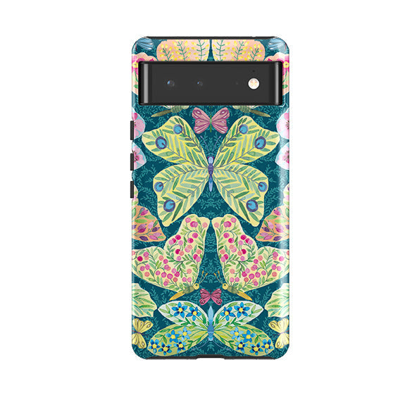 Google phone case-Butterflies By Elisabeth Haager-Product Details Raised bevel to protect screen from scratches. Impact resistant polycarbonate shell and shock absorbing inner TPU liner. Secure fit with design wrapping around side of the case and full access to ports. Compatible with Qi-standard wireless charging. Thickness 1/8 inch (3mm), weight 30g. Compatibility See drop down menu for options, please select the right case as we print to order.-Stringberry
