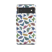 Google phone case-Butterflies By Natalie Pedetti Prack-Product Details Raised bevel to protect screen from scratches. Impact resistant polycarbonate shell and shock absorbing inner TPU liner. Secure fit with design wrapping around side of the case and full access to ports. Compatible with Qi-standard wireless charging. Thickness 1/8 inch (3mm), weight 30g. Compatibility See drop down menu for options, please select the right case as we print to order.-Stringberry