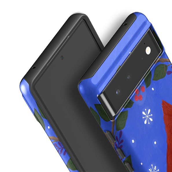 Google phone case-Cardinal Wreath By Bex Parkin-Product Details Raised bevel to protect screen from scratches. Impact resistant polycarbonate shell and shock absorbing inner TPU liner. Secure fit with design wrapping around side of the case and full access to ports. Compatible with Qi-standard wireless charging. Thickness 1/8 inch (3mm), weight 30g. Compatibility See drop down menu for options, please select the right case as we print to order.-Stringberry