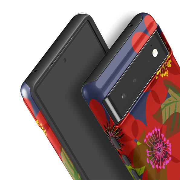 Google phone case-Carmen Flowers By Sarah Campbell-Product Details Raised bevel to protect screen from scratches. Impact resistant polycarbonate shell and shock absorbing inner TPU liner. Secure fit with design wrapping around side of the case and full access to ports. Compatible with Qi-standard wireless charging. Thickness 1/8 inch (3mm), weight 30g. Compatibility See drop down menu for options, please select the right case as we print to order.-Stringberry
