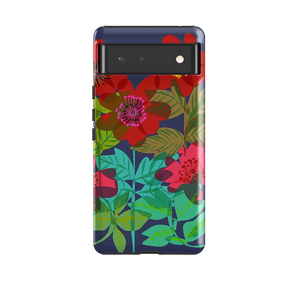 Google phone case-Carmen Flowers By Sarah Campbell-Product Details Raised bevel to protect screen from scratches. Impact resistant polycarbonate shell and shock absorbing inner TPU liner. Secure fit with design wrapping around side of the case and full access to ports. Compatible with Qi-standard wireless charging. Thickness 1/8 inch (3mm), weight 30g. Compatibility See drop down menu for options, please select the right case as we print to order.-Stringberry