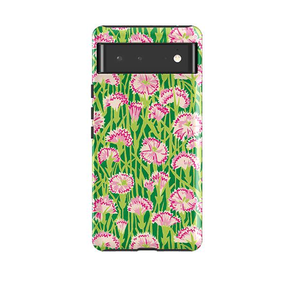 Google phone case-Carnations By Sarah Campbell-Product Details Raised bevel to protect screen from scratches. Impact resistant polycarbonate shell and shock absorbing inner TPU liner. Secure fit with design wrapping around side of the case and full access to ports. Compatible with Qi-standard wireless charging. Thickness 1/8 inch (3mm), weight 30g. Compatibility See drop down menu for options, please select the right case as we print to order.-Stringberry