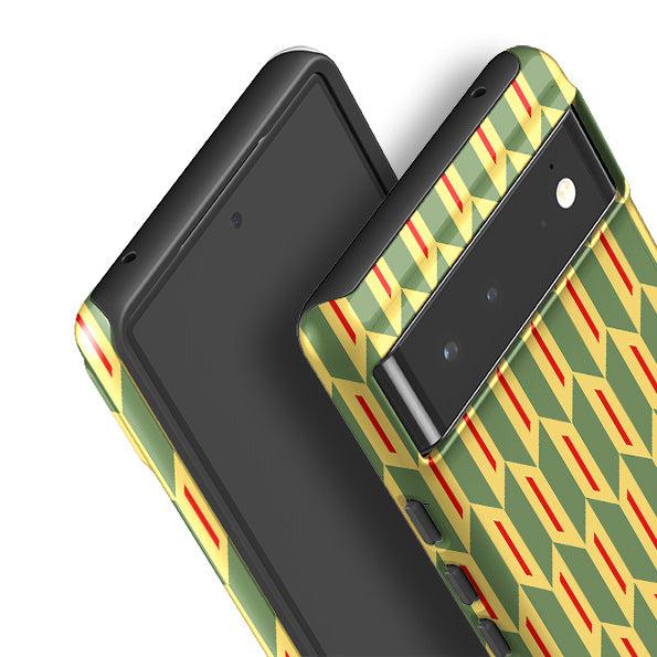 Google phone case-Chevrons By Cressida Bell-Product Details Raised bevel to protect screen from scratches. Impact resistant polycarbonate shell and shock absorbing inner TPU liner. Secure fit with design wrapping around side of the case and full access to ports. Compatible with Qi-standard wireless charging. Thickness 1/8 inch (3mm), weight 30g. Compatibility See drop down menu for options, please select the right case as we print to order.-Stringberry