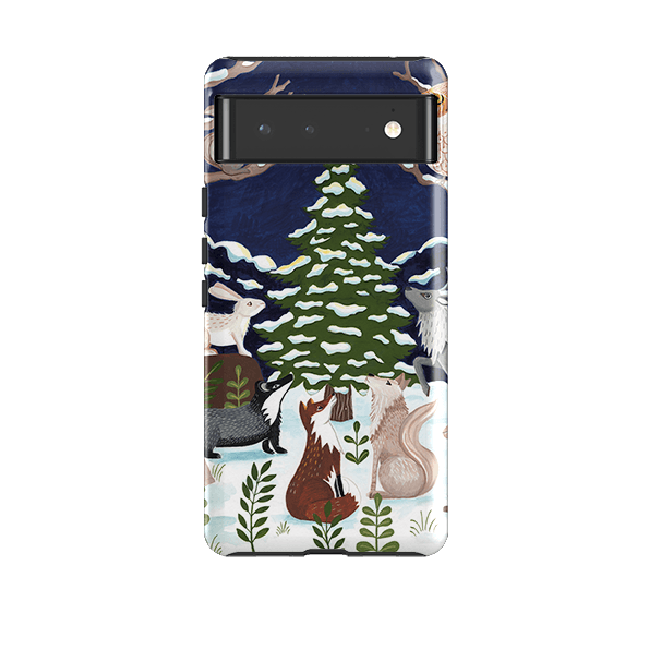 Google phone case-Christmas Tree By Bex Parkin-Product Details Raised bevel to protect screen from scratches. Impact resistant polycarbonate shell and shock absorbing inner TPU liner. Secure fit with design wrapping around side of the case and full access to ports. Compatible with Qi-standard wireless charging. Thickness 1/8 inch (3mm), weight 30g. Compatibility See drop down menu for options, please select the right case as we print to order.-Stringberry
