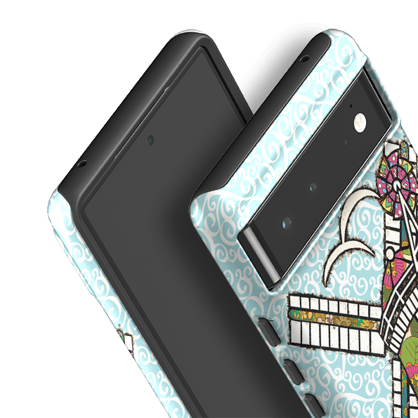 Google phone case-Cley Windmill By Amelia Bowman-Product Details Raised bevel to protect screen from scratches. Impact resistant polycarbonate shell and shock absorbing inner TPU liner. Secure fit with design wrapping around side of the case and full access to ports. Compatible with Qi-standard wireless charging. Thickness 1/8 inch (3mm), weight 30g. Compatibility See drop down menu for options, please select the right case as we print to order.-Stringberry
